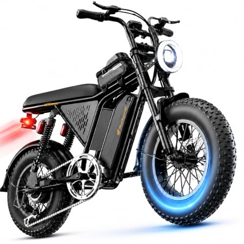 Bodywel E Bike Mountainbike Herren Damen, M16Pro 16x4.0 Zoll E Fatbike, 48V 15Ah Herausnehmbarer Akku Elektrofahrrad, 250W Bürstenloser Motor, Reichweite 80km (PAS), Electric Bikes & Fahrrad Elektro