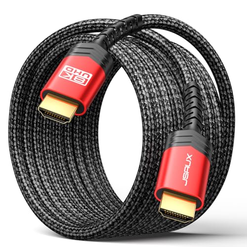 JSAUX 10K 8K HDMI Kabel 3Meter, HDMI 2.1 Kabel Highspeed 48Gbps 8K@60Hz, 4K@120Hz, UHD HDR 8, eARC, Dolby Vision, 3D, VRR, Kompatibel mit PS4 Pro, PS5, 8K Gaming, TV, Blu-ray-Player, Projektor
