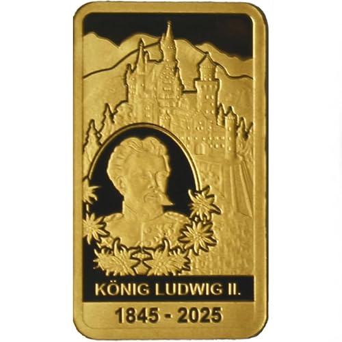 DEUTSCHER MÜNZEXPRESS König Ludwig II. | Feingoldbarren | Mehrwertsteuerfrei | Sicher in edler Kapsel verpackt | Mit Echtheitszertifikat