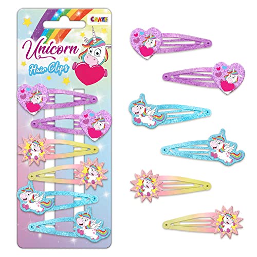 CRAZE Unicorn Clips 6 Haarspangen Set Haarschmuck Mädchenschmuck mit süßen Einhorn Motiven