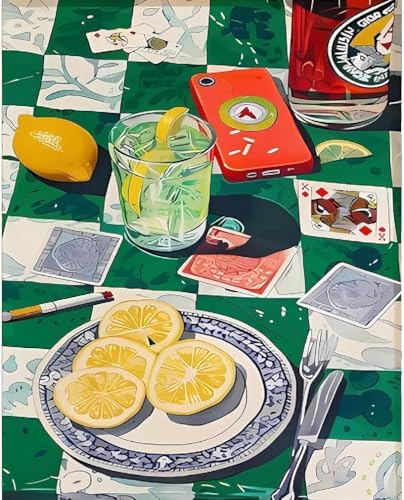 SUHEFAFA Malen Nach Zahlen Erwachsene- Poker Malen nach Zahlen Diy Erwachsene, Acrylfarbe Leinwand und 3 Pinsel Kit Geschenk Home Haus Deko Ohne Rahmen(40×50cm)