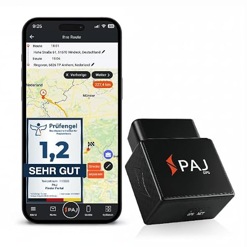 PAJ GPS elektronisches Fahrtenbuch, finanzamtkonform, Global SIM Karte | Lückenlos & manipulationssicher - OBD2 Stecker - automatische GPS Aufzeichnung - Auto - LKW UVM