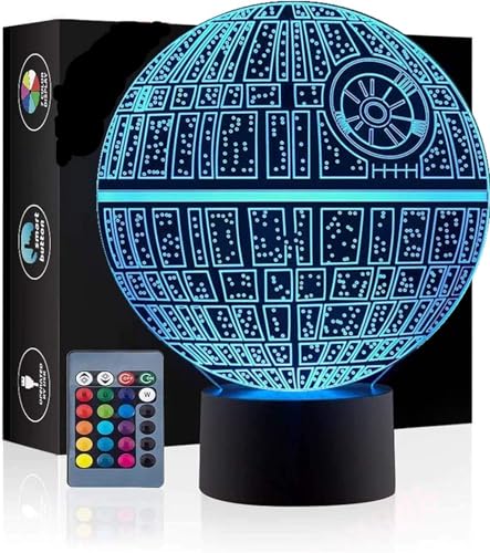 yiyicas Optische Illusions-Lampen, 7 Modelle, optische Touch-Steuerung, LED, Illusion, Nachtlicht, mit Ladekabel für Heimdekoration, Kinder, Star Wars Lüfter (Todesstern)