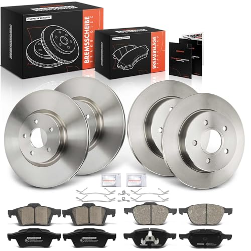 Frankberg Bremsensatz inkl. 4x Bremsscheiben + 8x Bremsbeläge Vorne Hinten Kompatibel mit C-Max DM2 Focus C-Max DM2 Focus II Turnier DA DS FFS Replace# 1233679, 1360254