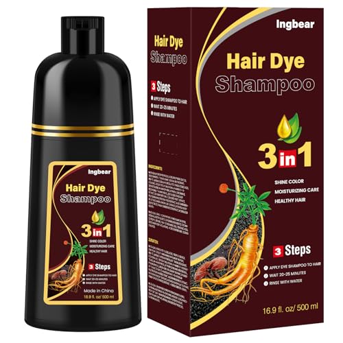 Haarfarbe Dunkelbraun Haarfärbeshampoo für Graues Haar, Sofort Haarfarben für Männer und Frauen, Natürlich und Langanhaltend Farbshampoo, Hair Dye Shampoo 3 in 1,400ml