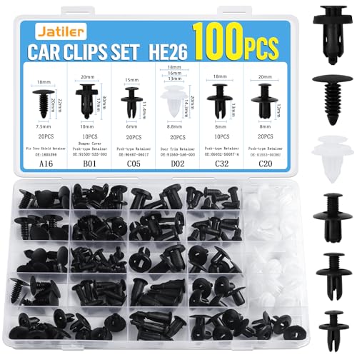 JatilEr 100 Stk Befestigungsclips Auto Clips Set, HE26 Türverkleidung Clips