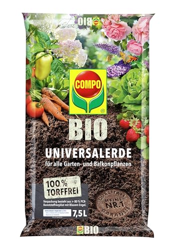 COMPO BIO Universalerde torffrei - für alle Garten- und Balkonpflanzen sowie Obst- und Gemüsekulturen 7.5 l