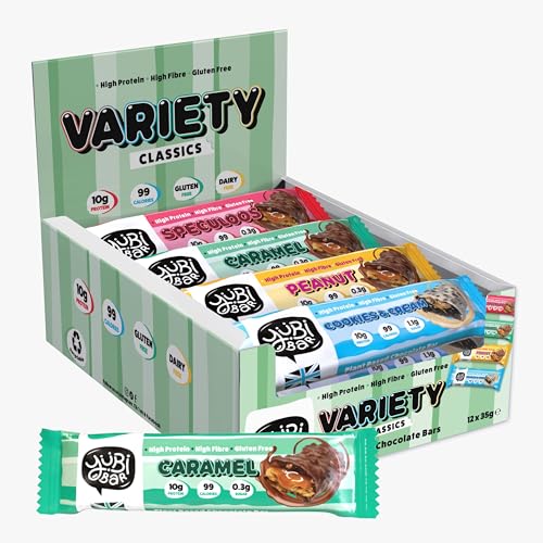 YuBi Variety Classics 12er Pack - Proteinriegel - 99 Kalorien, proteinreich, ballaststoffreich, zuckerarm, gluten- und milchfrei - 420g
