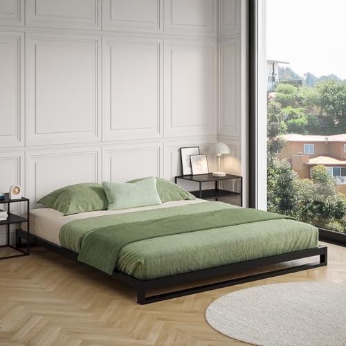 skølm Vidar Metallbett 180x200 cm – Bett aus Metall mit Lattenrost – stabiles Metall Bettgestell Schwarz – Bettrahmen geeignet als Doppelbett – Doppelbettgestell 15 cm hoch – Gästebett