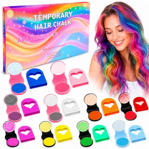 10-Farben Haarkreide für Mädchen Set – Auswaschbare Temporäre Farbe – DIY Haarfarbe für Mädchen – Ideal für Geburtstagsfeiern, Halloween & Weihnachten