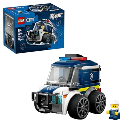 LEGO City Coole Flitzer - Polizei-Truck - Bauset für Spielzeug Fahrzeuge mit Einer Junior Polizisten Minifigur - Mitgebsel für Feiern - Kleines Geschenk zum Sammeln für Jungen ab 5 Jahren - 60481