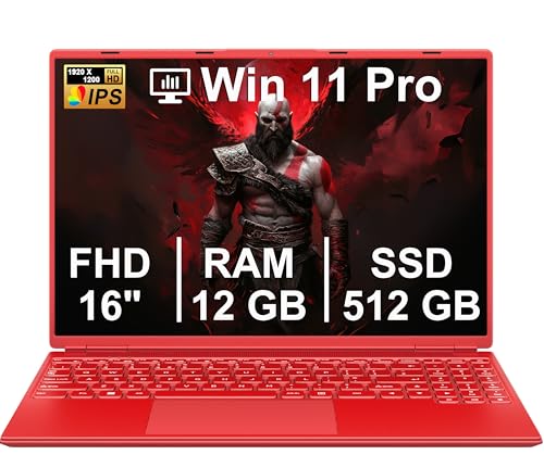 Gaming Laptop 16 Zoll Win 11 Notebook 12+512GB SSD Unterstützung 1TB