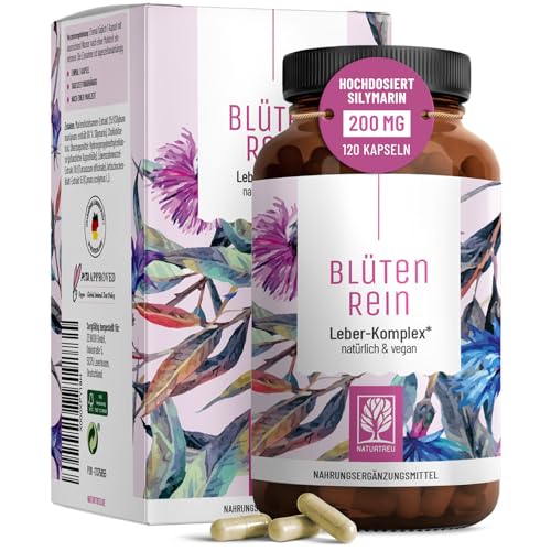 NATURTREU® Mariendistel Artischocke Löwenzahn Kapseln - Leber Komplex mit Cholin für die normale Funktion der Leber - Mariendistel Hochdosiert 80% Silymarin 200 mg - 120 Kapseln - 4 fach Komplex