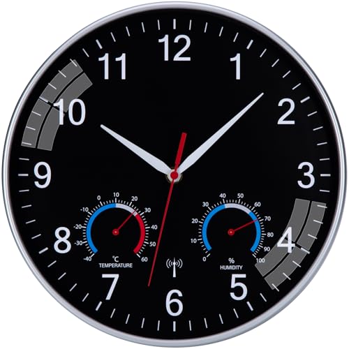NESIFEE Wanduhr Funk Uhr Mit Temperaturanzeige funkuhr Wand Moderne 30cm
