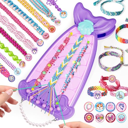 Euclidean Cube 2-in-1-Freundschaftsarmband Selber Machen, Kunst und Handwerk für Kinder im Alter von 6-12 Jahren, Schmuck-Armband-Bastelset für Kinder Geburtstags Weihnachtsgeschenke (Lila)