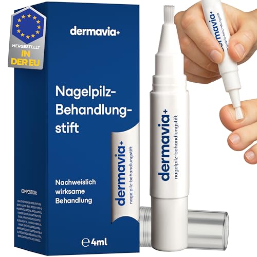 DERMAVIA+ Nagelpilzbehandlung – Behandelt Fußpilz, Ringelflechte und Juckreiz – 4 ml Drehstift – Geeignet für Diabetiker – Klinisch erprobte Behandlung – Einfache Anwendung, schnelle Ergebnisse