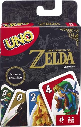 Mattel Games UNO The Legend of Zelda, Kartenspiel für den Familienabend mit Grafiken aus The Legend of Zelda und Sonderregeln