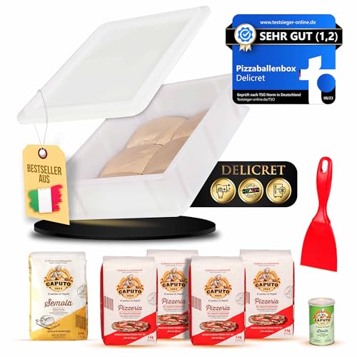 DELICRET Pizza Starter Set mit Pizzaballenbox & Caputo Zutaten
