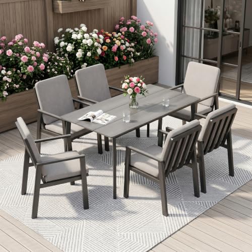 Atenza Gartenmöbel Set 7-teilig wetterfest, Tisch 150x80 cm, 6 Stühle
