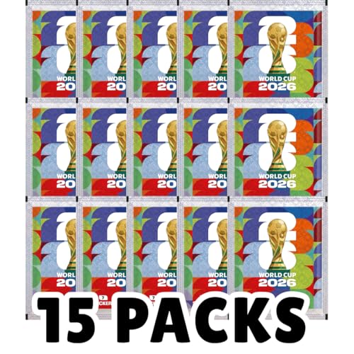 15x World Cup 2026 Sticker Tüten – Insgesamt 105 Sticker, Original Versiegelt für Sammler & Fußballfans +Heartglobal Versandschutz