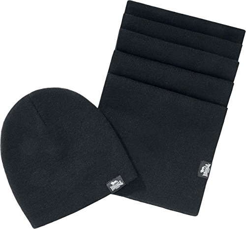 Lonsdale London Unisex Leafield Schal Mütze, Schwarz, Einheitsgröße EU