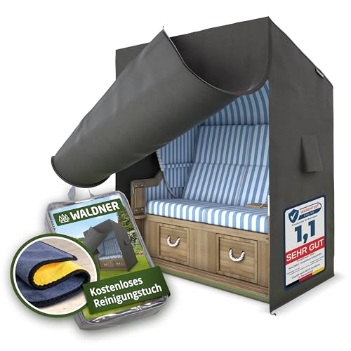 WALDNER Strandkorb Schutzhülle | Oxford 600D | Abdeckung Strandkorbhülle Abdeckhaube Abdeckplane | wasserdicht winterfest wetterfest UV-beständig atmungsaktiv | 120 x 90 x 160 B/T/H | grau anthrazit