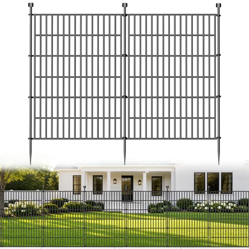 10 Paneele Dekorativer Gartenzaun, 101 cm Hoch Gesamtlänge 719 cm Hundezaun für den Außenbereich, Rostfreier Metallzaun, Temporärer Tierzaun als Barriere für Garten, Hof und Terrasse