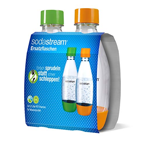 SodaStream PET-Flasche 0,5Liter Duopack aus bruchfestem kristallklarem PET und frei von BPA! ideal für Schule, Sport, Freizeit, 20,6 x 17,6 x 8,2 cm , Kunststoff