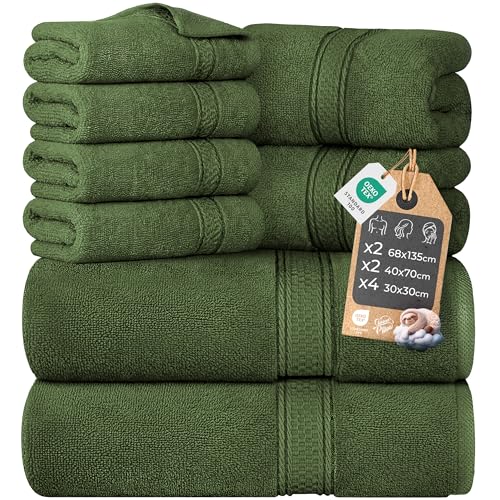 Cloud Pillow Frottiertücher Set 8-teilig – Handtücher Set 100% Baumwolle, Oeko-TEX – 460 g/m2 – 2 Badetücher 68x135 cm, 2 Handtücher 40x70 cm & 4 Waschlappen 30x30 cm – Weich, Saugstark & Langlebig