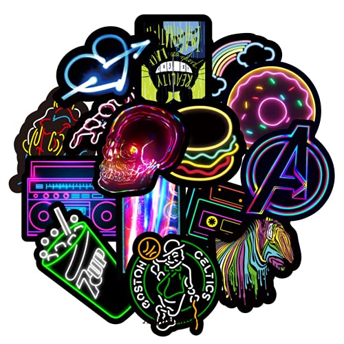 50 Neon Graffiti Aufkleber Pack Wasserdicht für Laptop Motorrad Fahrrad Skateboard Gepäck für Kinder und Erwachsene