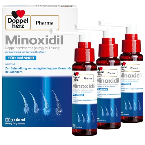 Minoxidil DoppelherzPharma 50mg/ml (5%) Lösung zur Anwendung auf der Haut (Kopfhaut) – Arzneimittel zur Behandlung von anlagebedingtem Haarausfall bei Männern (3x 60ml)