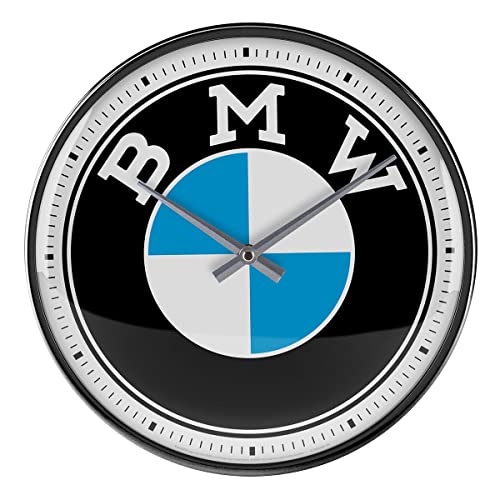 Nostalgic-Art Retro Wanduhr, Ø 31 cm, BMW – Logo – Geschenk-Idee für BMW Accessoires Fans, Original Lizenzprodukt (OLP), Große Küchenuhr, Vintage Design