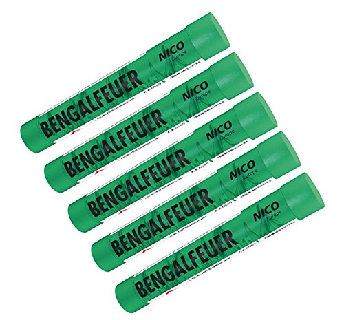 Nico 5 Stück Bengalfeuer grün Feuerwerk Bengalos