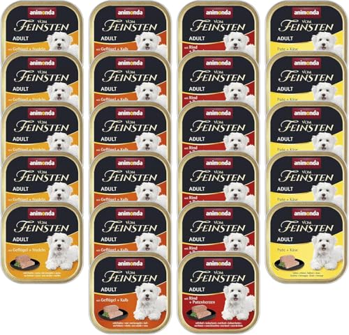 animonda Vom Feinsten Adult Feinschmecker Vielfalt (22 x 150 g), Hundenassfutter für ausgewachsene Hunde, Nassfutter für Hunde mit fein-stückigen Pasteten, Hundefutter ohne Getreide