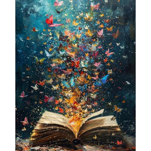 Buch Malen nach Zahlen Erwachsene, Paint by Numbers for Adults 40x50cm | Buch Malen nach Zahlen Erwachsene Leinwand Mit 3 Pinseln und Acrylfarbe, DIY Set Erwachsene zur Heimdekoration
