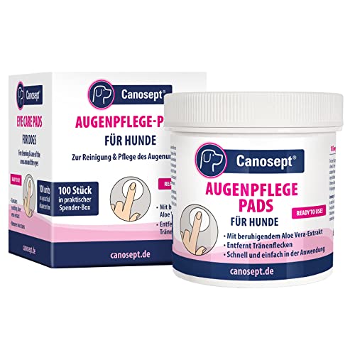 Canosept Augenpflege-Pads für Hunde 100 Stück - Augenpflege Hund & Tränenfleckenentferner Hund – Augenreiniger für Hunde mit beruhigendem Aloe Vera Extrakt, schonende Hundepflege