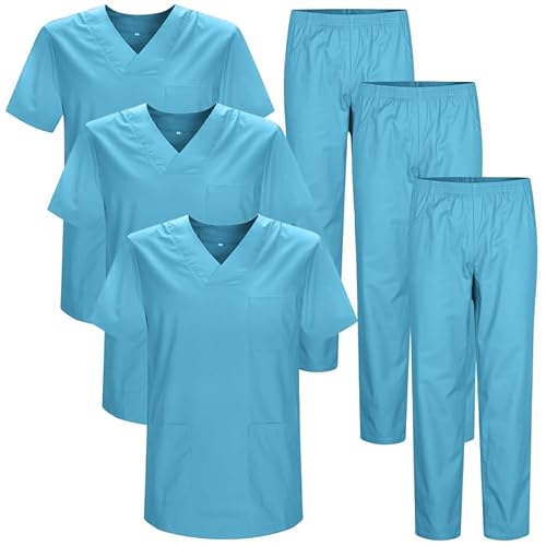 MISEMIYA Unisex Pack 3 Pcs-Uniformes Sanitarios Uni Mz-3-817-8312 3er Gesundheits, Cyan, XXL