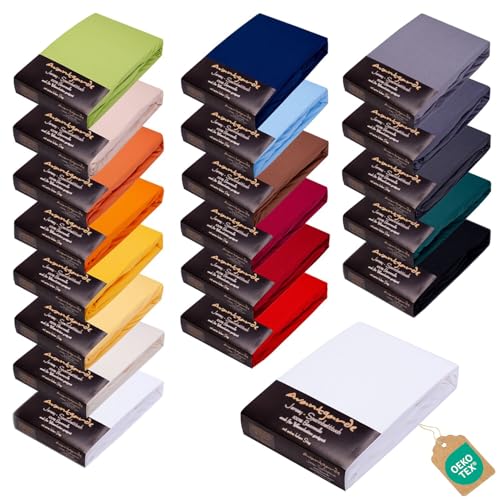 AVANTGARDE Premium Spannbettlaken 180x200cm - 200x220cm - 40 cm Steg - auch für Boxspringbett & Wasserbett - Spannbetttuch ca.170g/m² - Bettlaken 100% Jersey Baumwolle, Oeko-TEX (01 Weiß)