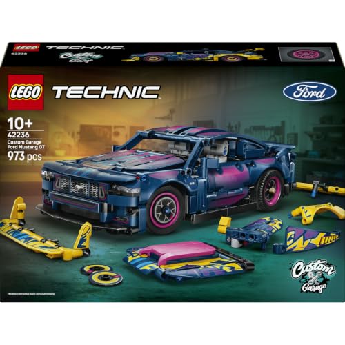 LEGO Technic Ford Mustang GT Auto aus der Tuning-Werkstatt 42236 | Spielzeug ab 10 Jahren für Jungen, anpassbares Spielzeugauto mit Lenkung und 8-Zylinder-Kolbenmotor, Geschenk, 973 Teile