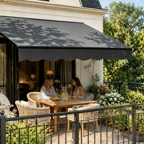 2026 Upgrade 300x200 cm Balkonmarkisen Manuell, einziehbares Markisentuch, UV-beständige & wasserdichte Terrassenmarkise mit Handkurbel & Montagematerial,Falt-Sonnenschutz für Gärten, Balkone und Höfe