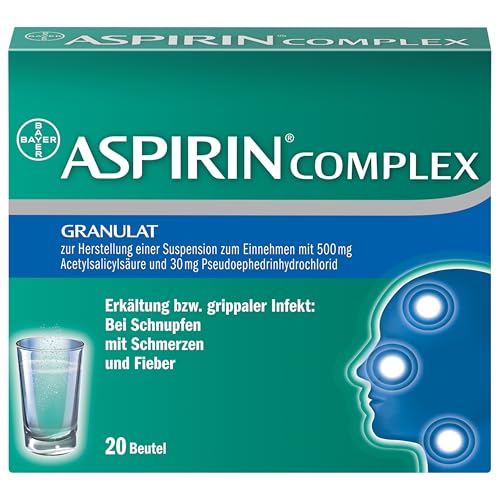 Aspirin Complex Granulat | gegen Erkältung und grippale Infekte | 3-fach Wirkung bei Schnupfen, Fieber und Schmerzen | Nr. 1 Erkältungsmarke | 20 Stück