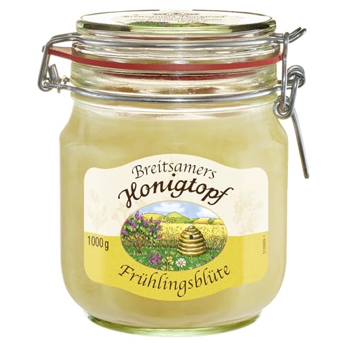 Breitsamer Honig Honigtopf Frühlingsblüte 1.000g cremig - Zart-cremiger Frühlingsblütenhonig im traditionellen Bügelglas von bewährter Imkerqualität (1 x 1kg)