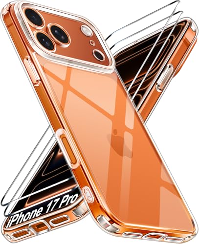 ivoler Klar Hülle für iPhone 17 Pro,1 Handyhülle mit 2 Stück Panzer Schutz Glas, [Militärischer Schutz] Stoßfest Transparent Schutzhülle Durchsichtige für Case