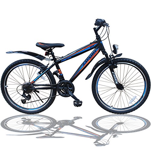 Talson 24 Zoll Mountainbike Fahrrad MIT GABELFEDERUNG & Beleuchtung 21-Gang Shimano Faster BBO
