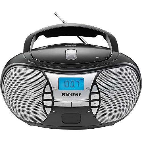 KARCHER RR 5025-B tragbares Radio, CD-Player mit Netz-und Batteriebetrieb, UKW-Radio mit AUX-Anschluss & Kopfhöreranschluss, schwarz