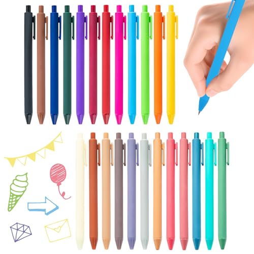Rbleote 24 Farben Gel Pen Set,Einziehbarer Kugelschreiber Bunt,1 MM Gel Kugelschreiber,Geschmeidiges Schreibgefühl,Komfortabler Griff,Zum Notieren Und Zeichnen