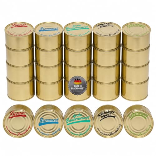 Schwarzwald Metzgerei: Großpaket Dosenwurst 25 x 400g - VORRATSPAKET - Vollkonserven | 1 Jahr Haltbarkeit - Notfall Lebensmittelpaket - Proviant