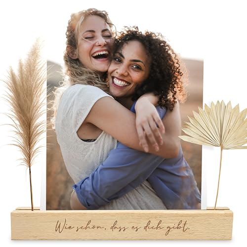 LOViLEE Kartenhalter Holz im 2er Set – Schön dass es dich gibt – Kartenständer Holz inkl. Postkarten Download – Fotohalter, Fotoaufsteller, Fotogeschenke, Schön dass es dich gibt Geschenke