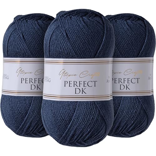 Utopia Crafts DK Double Knitting Yarn 3x 100g (Blue Charcoal)