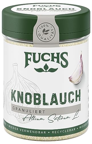 Fuchs Gewürze - Knoblauch granuliert - würzig-zwiebliger Geschmack für Tzatziki, Knoblauchbutter oder Gemüsegerichte - natürliche Zutaten - 85 g in wiederverwendbarer, recyclebarer Dose